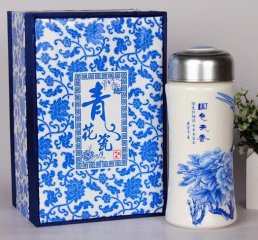 青花瓷國色天香養(yǎng)生杯雙層保溫杯 瓷陶瓷保溫杯 養(yǎng)生杯 辦公商務禮品定制
